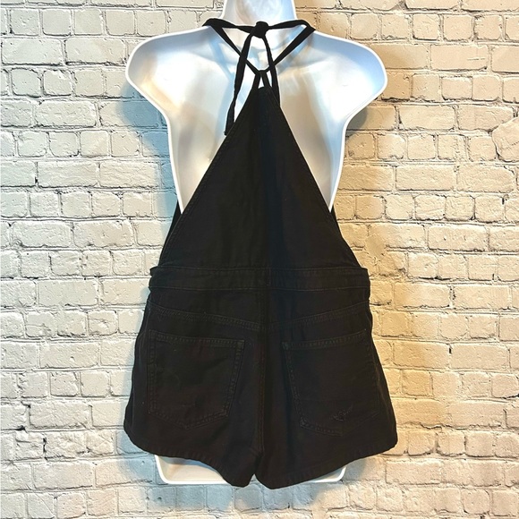 American Eagle Black Denim Distressed Shorts Overalls / medium - Picture 5 of 12